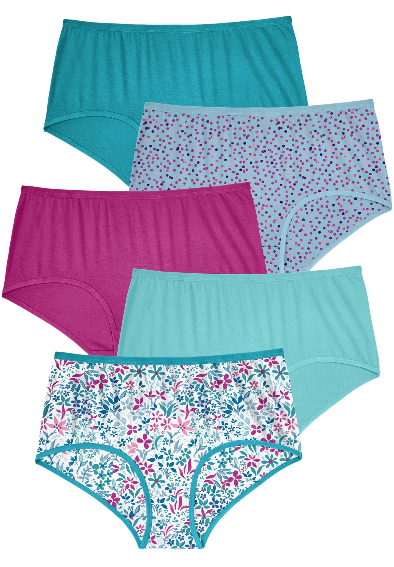 Comfort Choice Comfort Choice Women's Plus Size 5Pack Stretch Cotton FullCut Brief Underwear