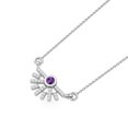 thumbnail image 2 of 925 Silver 3mm Round Amethyst Rising Sun Valentines Day Gifts Necklace Pendant for Women, 2 of 4