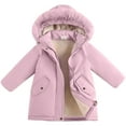 thumbnail image 2 of newwalpole Girls' Winter Warm Coat Fleece Lined Long Jacket with Furry Hood Pink for Size 3-4 Years, 2 of 6