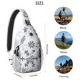 thumbnail image 5 of Sling Backpack,Blue Christmas Snowflake Pattern Sling Bag with Water Bottle Holder,Waterproof Sling Bag for Men/Women with Headphone Jack for Hiking,Travel, 5 of 6