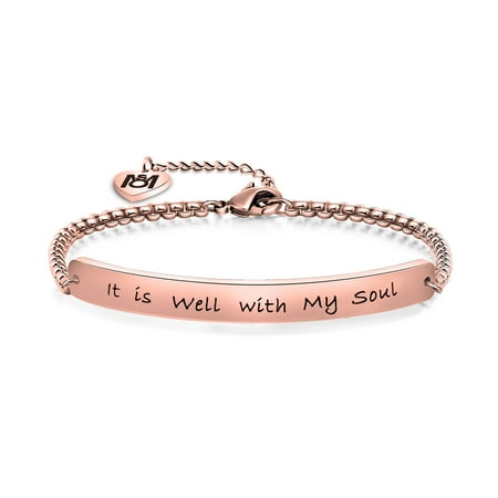 Christmas Gift For Her It is Well with My Soul Hand stamped Bracelet Scripture Bracelet Christmas Gift for Her ()