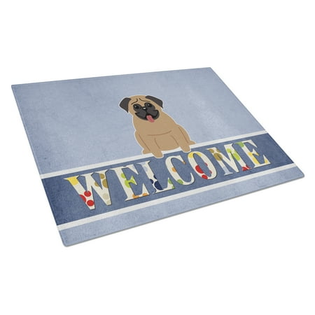 

Caroline s Treasures Pug Brown Welcome Glass Cutting Board Large