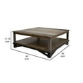 thumbnail image 5 of Benjara Pola 45 Inch Coffee Table, Square Lower Shelf, Transitional Gray Brown Wood, 5 of 5
