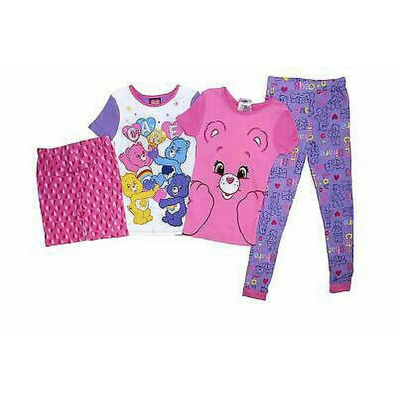 Care Bears 4 PC Short Sleeve Tight Fit Cotton Pajama Set Girl Size 6