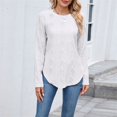 thumbnail image 4 of Fall Tops for Women 2025, Comdrip Tops for Women Long Sleeve Knit Crew Neck T Shirts Side Split Blosue Casual Loose Fit Fall Basic Tees Womens Long Sleeve Tops White L, 4 of 9
