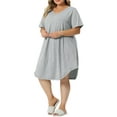 thumbnail image 4 of Unique Bargains Women's Plus Size V Neck Lace Trim Hem Loose Nightgown Sleepwear Pajamas 4X Light Gray, 4 of 6