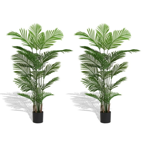 2 Pack Artificial Plants, 5.9 Ft Fake Palm Tree, Pre Potted Faux Greenry Tree for Home Decor Office House Living Room Indoor Outdoor, Big Fake Plants Fake House Plants