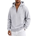 thumbnail image 5 of Quarter Zip Pullover Men Hoodies Regular Fit 1/4 Zip Loungewear Mens Sweatshirts Hoodies Long Sleeve Drawstring Hood Kangaroo Pocket Gray M, 5 of 6