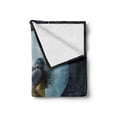 thumbnail image 2 of Moon Soft Flannel Fleece Throw Blanket, Yellow Haired Woman on a Swing in the Sky the Moon and the Buildings Print, Cozy Plush for Indoor and Outdoor Use, 50" x 60", Dark Blue and Grey, by Ambesonne, 2 of 6
