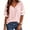 Pink, variant on Stripe Sleeved Women Summer Casual V-neck T-shirt Loose Simple Tops