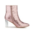 thumbnail image 3 of BLISSFUL STEP Women's Clear Block Heel Ankle Booties Pointed Toe Party Shoes Rose Gold 5.5, 3 of 8