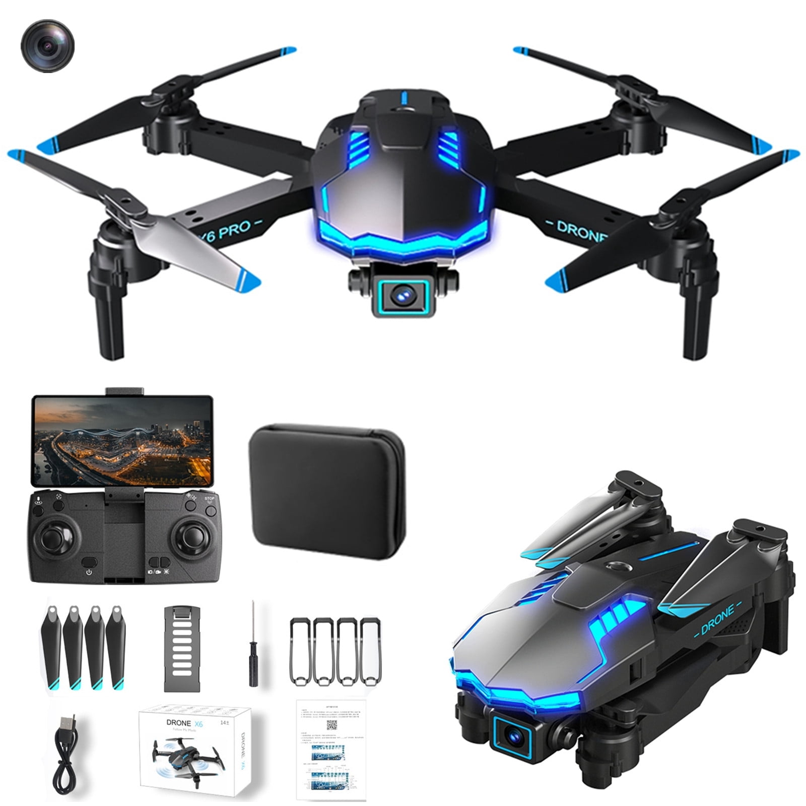 ESULOMP Drone with 1080p Dual HD Fpv Camera Optical Fl-ow Localization Remote Control Toys Gifts for Boys Girls with Altitude Hold Headless Mode Start Speed