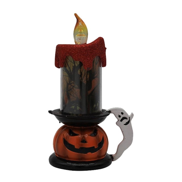 HUASHENG " Glow Halloween LED Electronic Candle With Skeleton And Pumpkin Design Flickering Flameless Decor For Creative Bar Or Home Haunting"