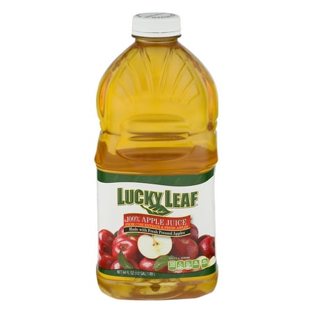 (2 Pack) Lucky Leaf 100% Juice, Apple, 64 Fl Oz, 1