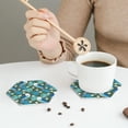 thumbnail image 3 of Leather Coasters with Heat-resistant for Drinks, Cute Cartoon Parrot Flower White -标题2 Hexagon, 3 of 5