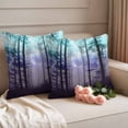 thumbnail image 2 of Teal Purple Forest Outdoor Waterproof Pillow Covers, Vintage Foggy Woods Tree Decorative Square Throw Pillowcase Sofa Cushion Sham for Patio/Couch/Chair, 26"x26" 2 Pack, 2 of 8