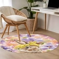 thumbnail image 4 of Round Area Rug 3.3 Ft, Easter Bunny Washable Non-Slip Circle Carpet for Living Room/Bedroom, Spring Purple Flowers Scarf Rabbit Pastoral Low-Profile Small Kitchen Mats Collection Rugs for Indoor, 4 of 8