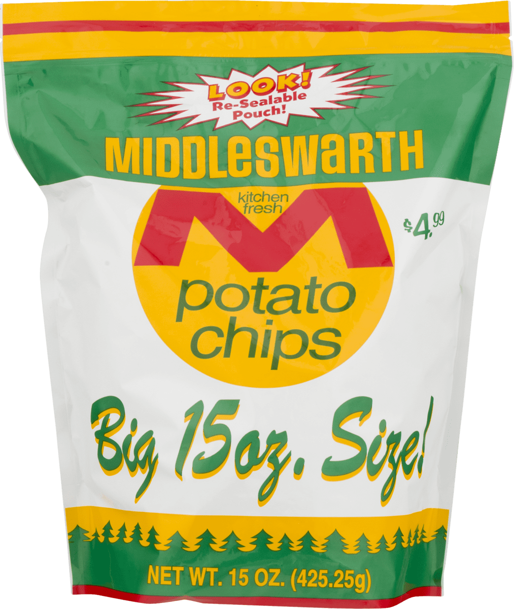 Middleswarth Kitchen Fresh Potato Chips Big Bag 15 Oz. (4 Bags