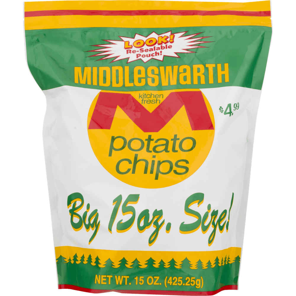 Middleswarth Kitchen Fresh Potato Chips Big Bag 15 Oz. (4 Bags