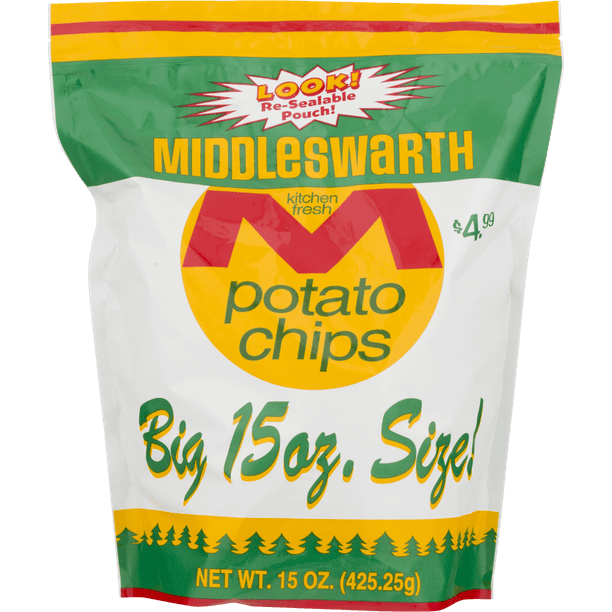 Middleswarth Kitchen Fresh Potato Chips Big Bag 15 Oz 4 Bags 9763