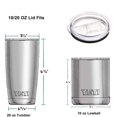 thumbnail image 3 of Set of 3 Tumbler Lids for 20 oz Yeti Rambler Tumblers and 10 oz Lowball Tumblers, Replacement Lids, Sliding Lid Splash Proof and Straw Compatible - 20 oz, 3 of 4