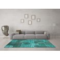 thumbnail image 3 of Ahgly Company Indoor Round Patchwork Turquoise Blue Transitional Area Rugs, 6' Round, 3 of 4