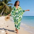 thumbnail image 3 of Xoenoiee Tropical Monstera Palm Leaves Print Caftans for Women V-Neck Moomoo Dresses 70s Kaftan Dress Batwing Sleeve Bikini Cover up Lightweight Loungewear Maxi Dress, 3 of 7