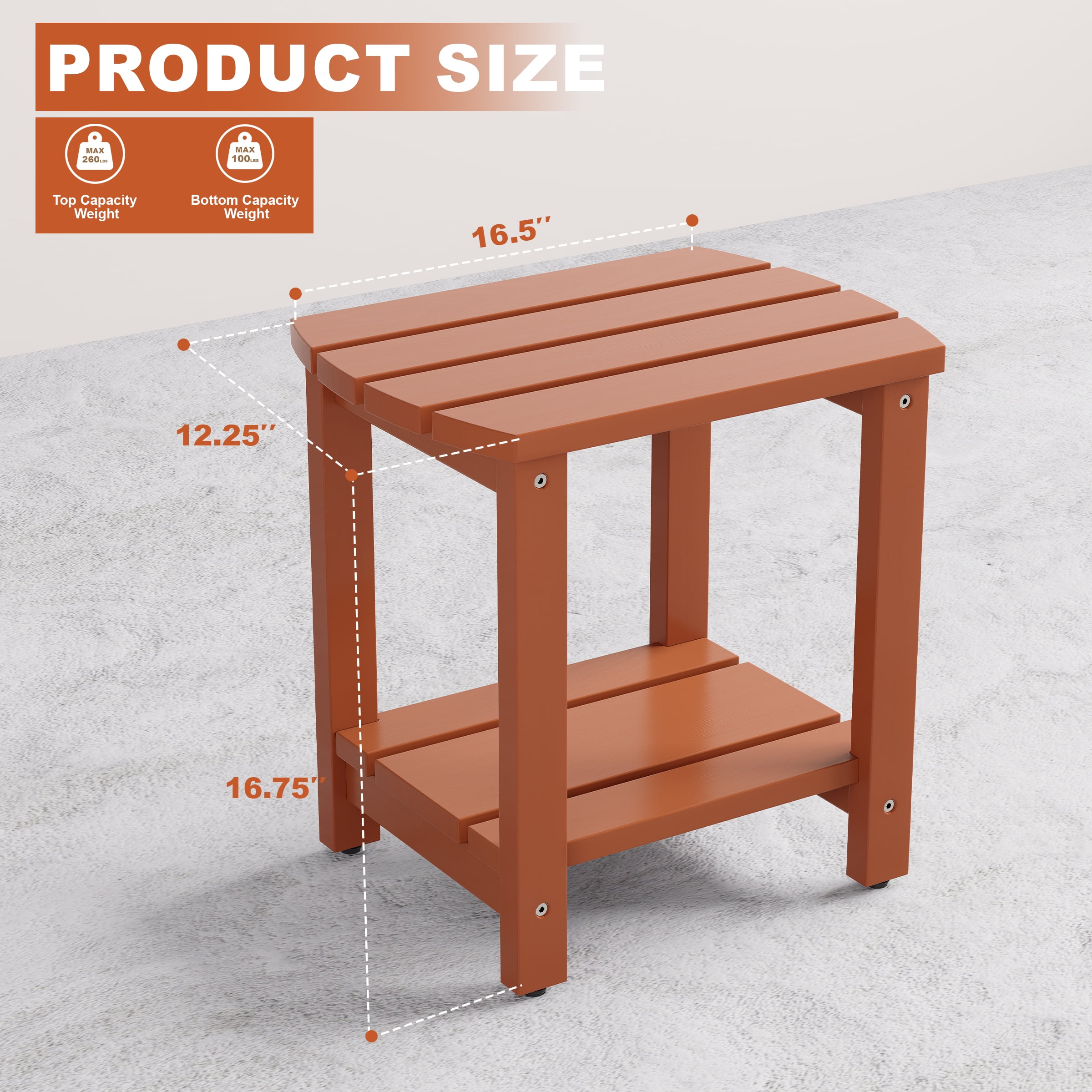 Adirondack Side Table, Solid Wood End Tables, Small Outdoor Coffee Table Porch Table Pine Wood for Patio, Backyard,Pool, Indoor Companion