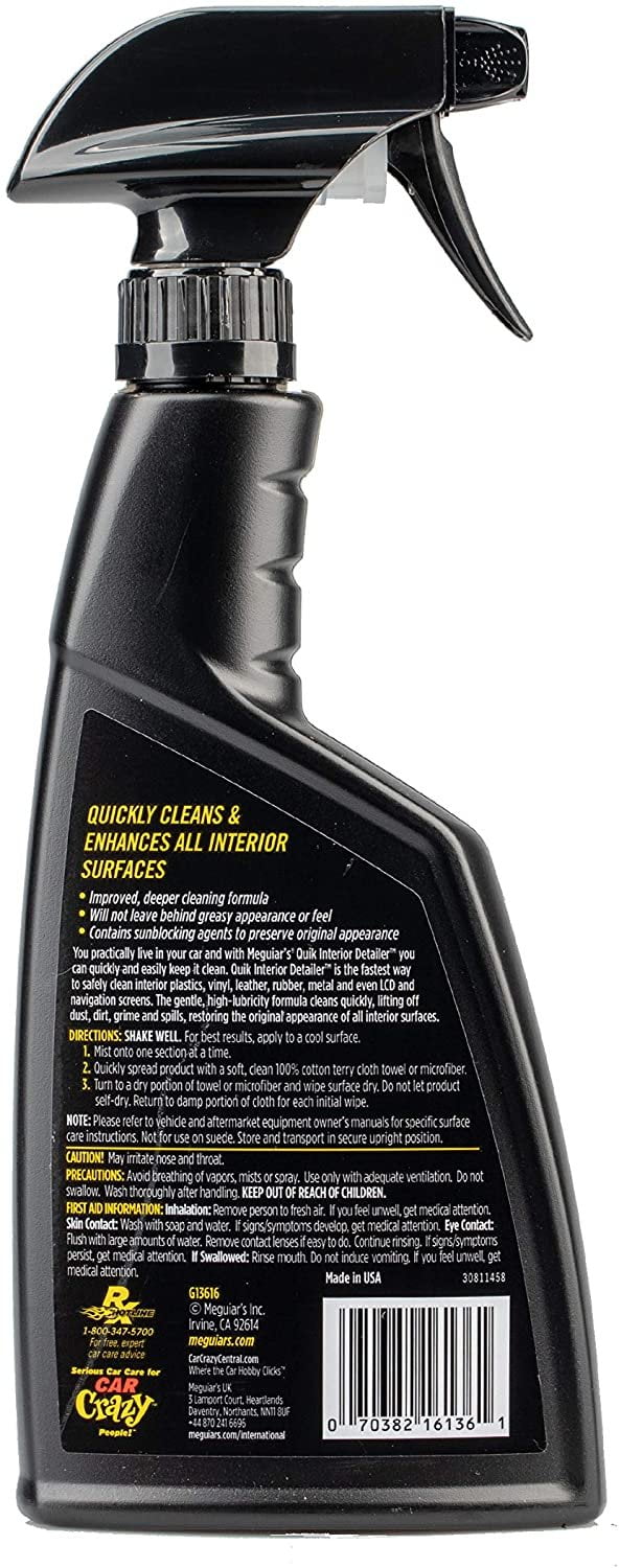 Meguiars Quik Interior Detailer Spray (16 oz) Bundled with A Microfiber Cloth (2 Items)