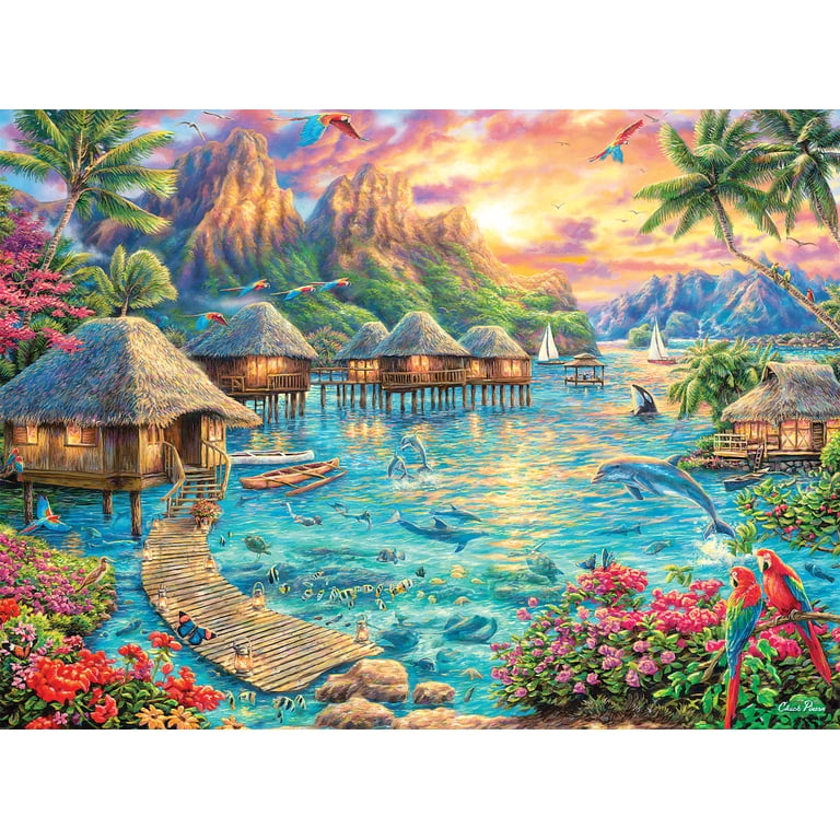 Buffalo Games 1000-Piece Chuck Pinson Tropical Oasis Jigsaw Puzzle