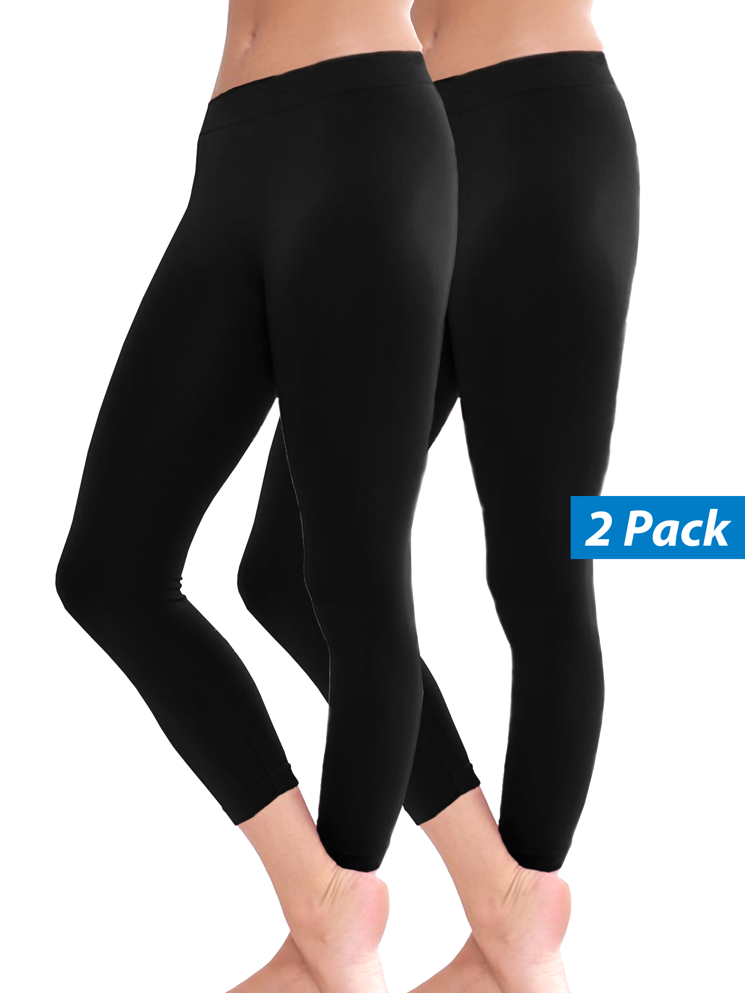 2 Packs Seamless Capri Yoga Pants - HY61 - 2 Packs Black / S-M