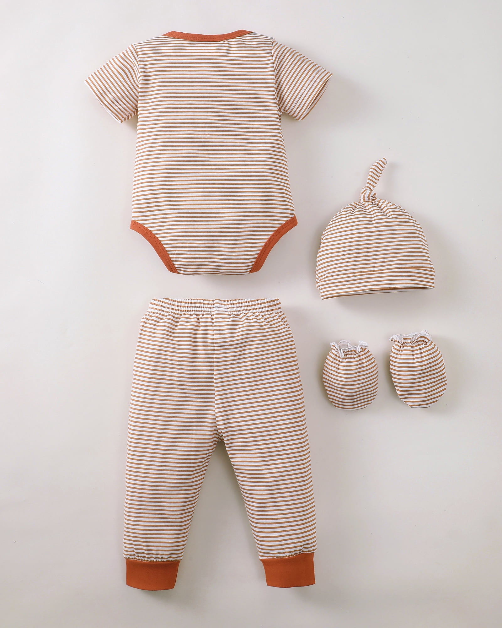 KIMI BEAR Newborn Baby Boys Layette Set Shower Gift Romper Set 4-Packs Pant Sets Short Sleeves Romper Top Long Sleeves Tops Plaid Leaves Print Clothes with Hats and Gloves Multiclolor NB