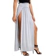 thumbnail image 5 of Womens Long Double Split High Waist Ladies Plain Jersey Stretch Two Side Slit Maxi Skirt, 5 of 5