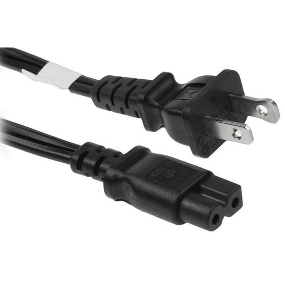 RiteAV - 6 Feet 18 AWG 2-Slot Polarized Power Cord IEC320C7 to NEMA 1-15P