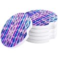 thumbnail image 1 of RYLABLUE Purple Style Diamond Lattice Checked Set of 2 Car Coaster for Drinks, Absorbent Ceramic Stone Coasters Cup Mat with Cork Base for Home Kitchen Room Coffee Table Bar Decor, 1 of 5