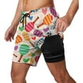 thumbnail image 1 of Sunyuer Men's Swim Trunks with Compression Liner 2-in-1 Drawstring Swimming Shorts Quick Dry Beach Board Shorts with Pockets, Pickleball Paddle Heart, L, 1 of 8