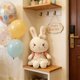 thumbnail image 5 of Almohada de peluche de conejito de Pascua con lazo y vestido floral, cojín de conejos de peluche suaves, cojín decorativo de primavera para sofá y dormitorio, almohadas de muñeca de conejo, 5 of 7