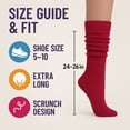 thumbnail image 3 of Women's Extra Long Slouch Socks Knee High Cotton Blend Pack of 2 Shoe Size 5-10 Retro 80s Style (Fuchsia), 3 of 11