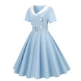thumbnail image 4 of Women's Vintage Short Sleeve Dress Style 1950s Retro Rockabilly Belted Cocktail Swing Tea Party Dresses, 4 of 6