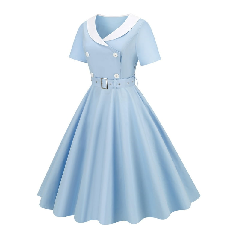 pink denim dress women Ruffled Button Up Cap Sleeve Denim Dress main image 0