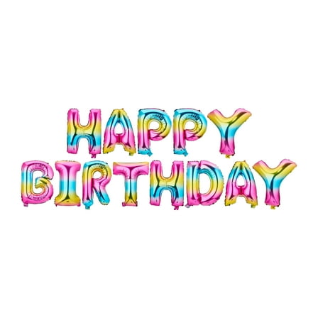 Multicolor Happy Birthday Rainbow Foil Balloon Banner, 16 Pieces, by Way To Celebrate