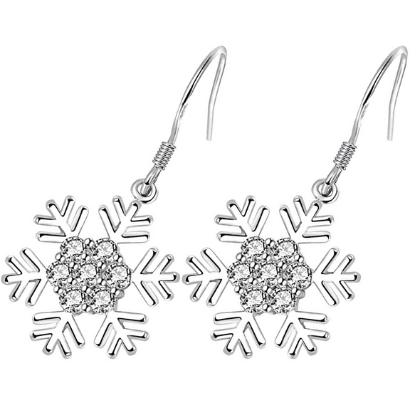 LOLIPPYY 1Pair Snowflake Earrings Dangle Drop Christmas Jewelry for Party Decoration