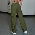 thumbnail image 5 of Women Pants Cargo Pants Woman Relaxed Fit Baggy Clothes With Pockets Loose Plus Size Womans Parachute Pant Green Cargo Joggers Pants Black Cargo Pants Women Wide Leg Trousers Women, 5 of 8