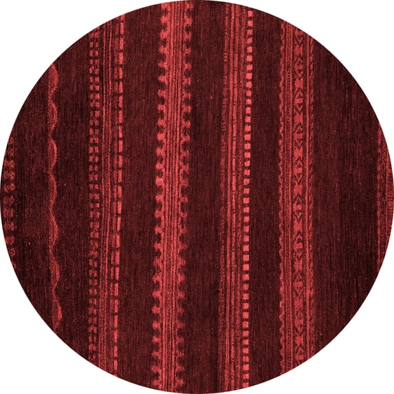 Ahgly Company Indoor Round Abstract Red Modern Area Rugs, 7' Round