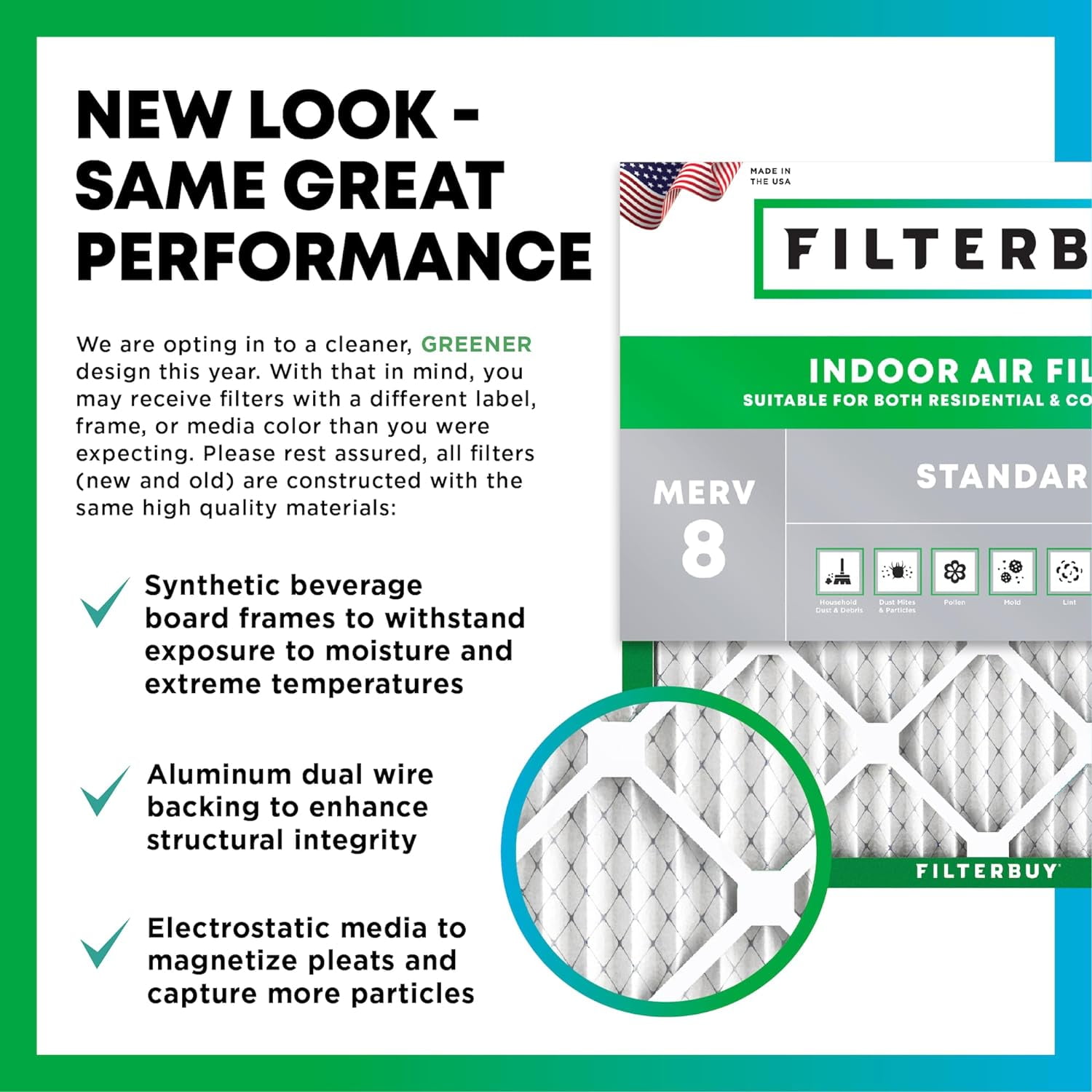 Filterbuy 16x25x5 MERV 8 Pleated HVAC AC Furnace Air Filters for Honeywell FC100A1029, Lennox X6670, Carrier, Bryant, & More (2-Pack)
