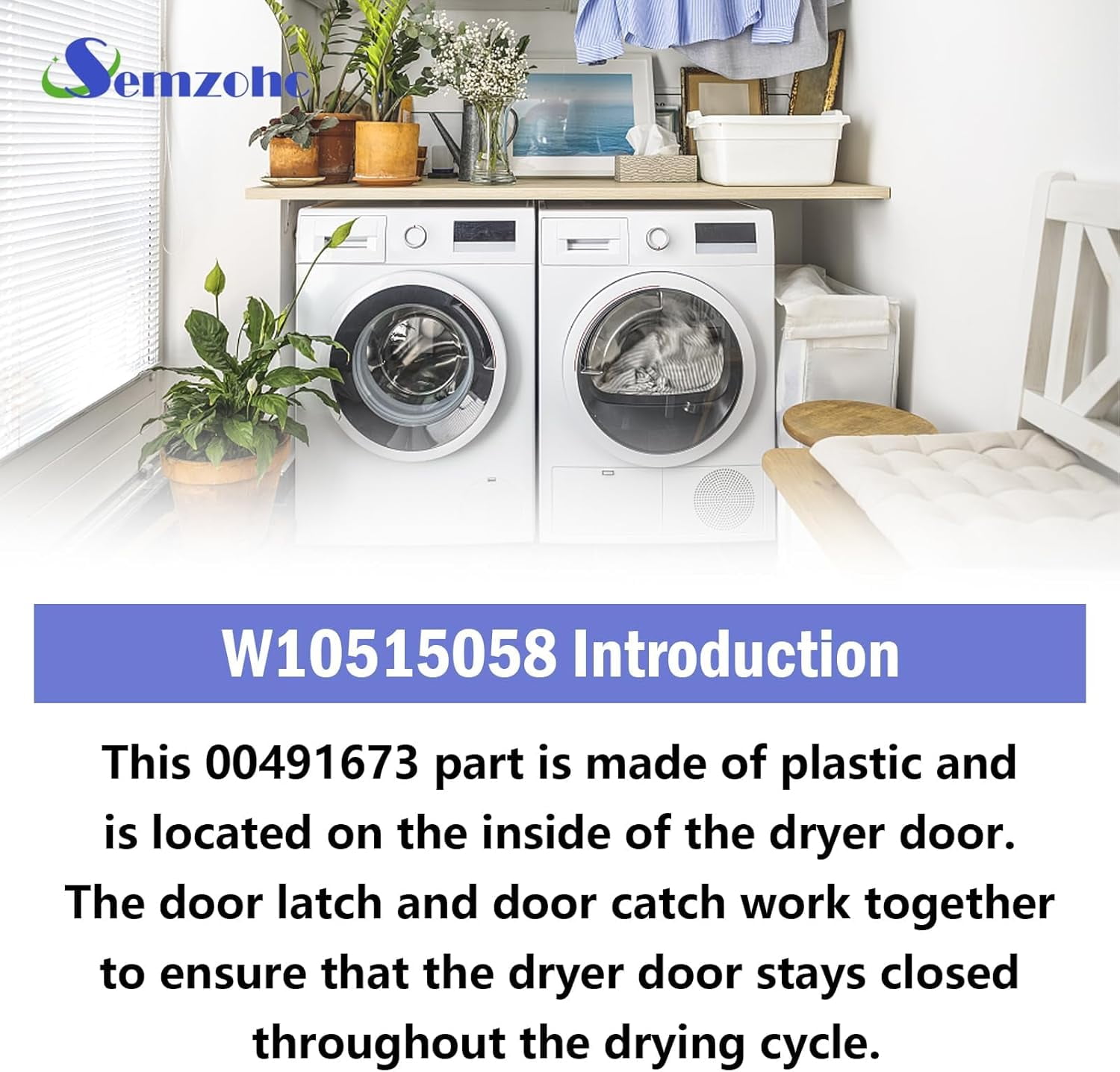 JJEAN-00491673 Dryer Door Latch Compatible With Bo-sch Dryers Replaces 00491673 EA3472320, PS3472320, PS8722573, PD00025171, EAP8722573