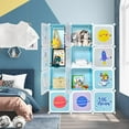 thumbnail image 3 of INFANS Children Wardrobe, Kid Closet Portable Baby Dresser Cute for Kids Bedroom Nursery Armoire with Doors 12 Cube 2 Hanging Sections, Kid Clothes Storage Organizer (Pink, 12 Cubes), 3 of 9