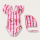 thumbnail image 2 of Odeerbi 2-24 Meses Traje de Baño de Una Sola Pieza Para Niñas Con Sombrero de Sol Traje de Baño de Verano Con Impresión Linda, 2 of 5