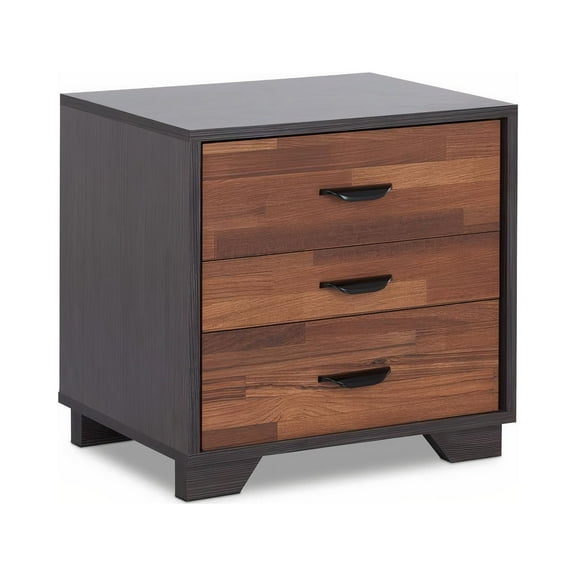 Walnut And Espresso Contemporary Nightstand