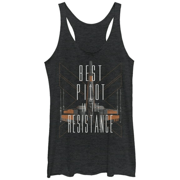 Women's Star Wars The Force Awakens Best Pilot in the X-Wing  Racerback Tank Top Black Heather Medium